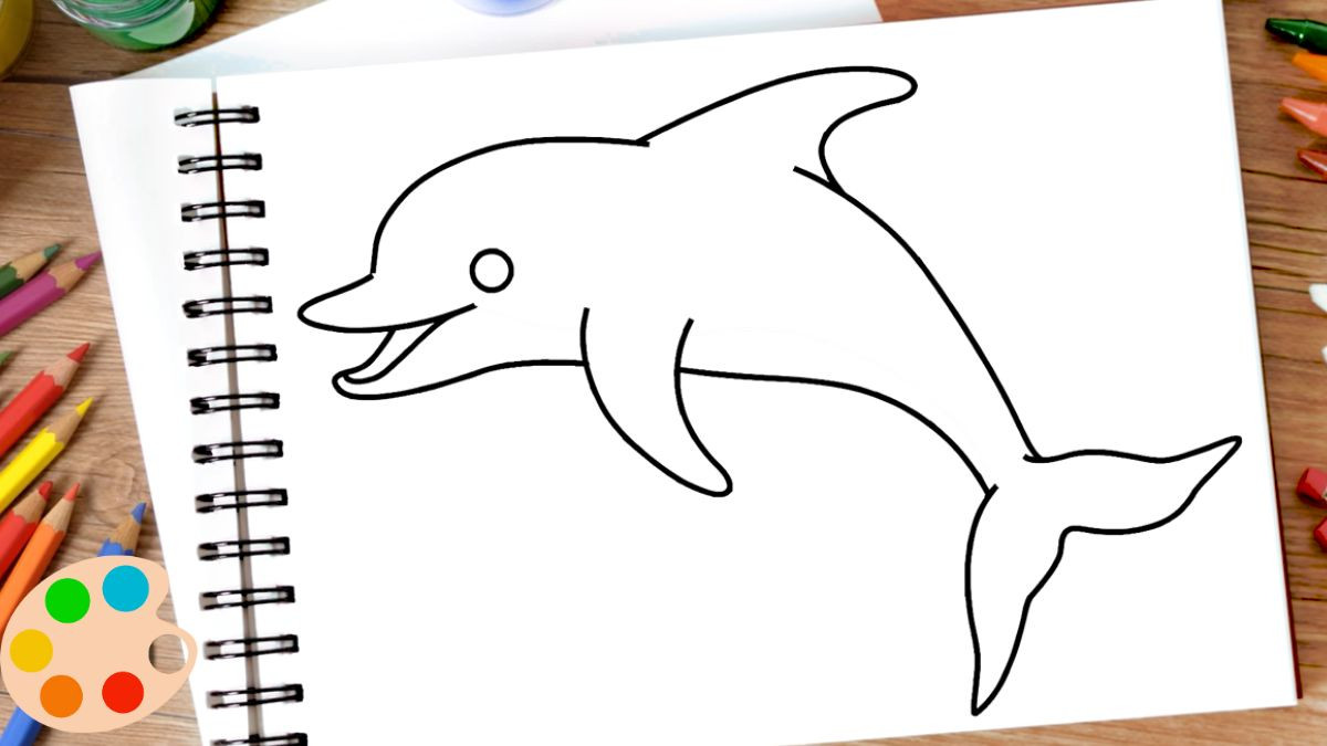 Hướng dẫn vẽ phần đuôi uyển chuyển cho cá heo đơn giản