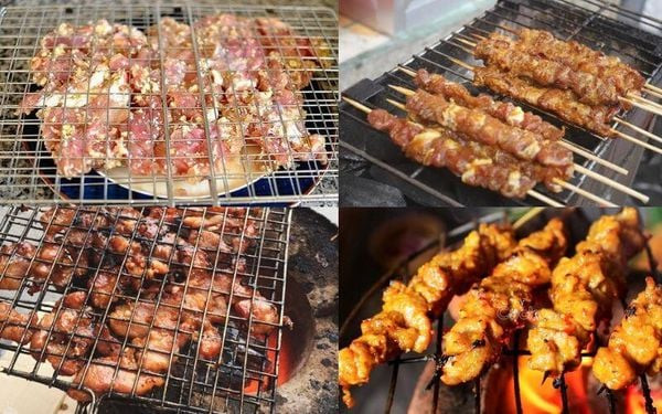 Nướng thịt heo rừng ngũ vị hương bằng than hoa